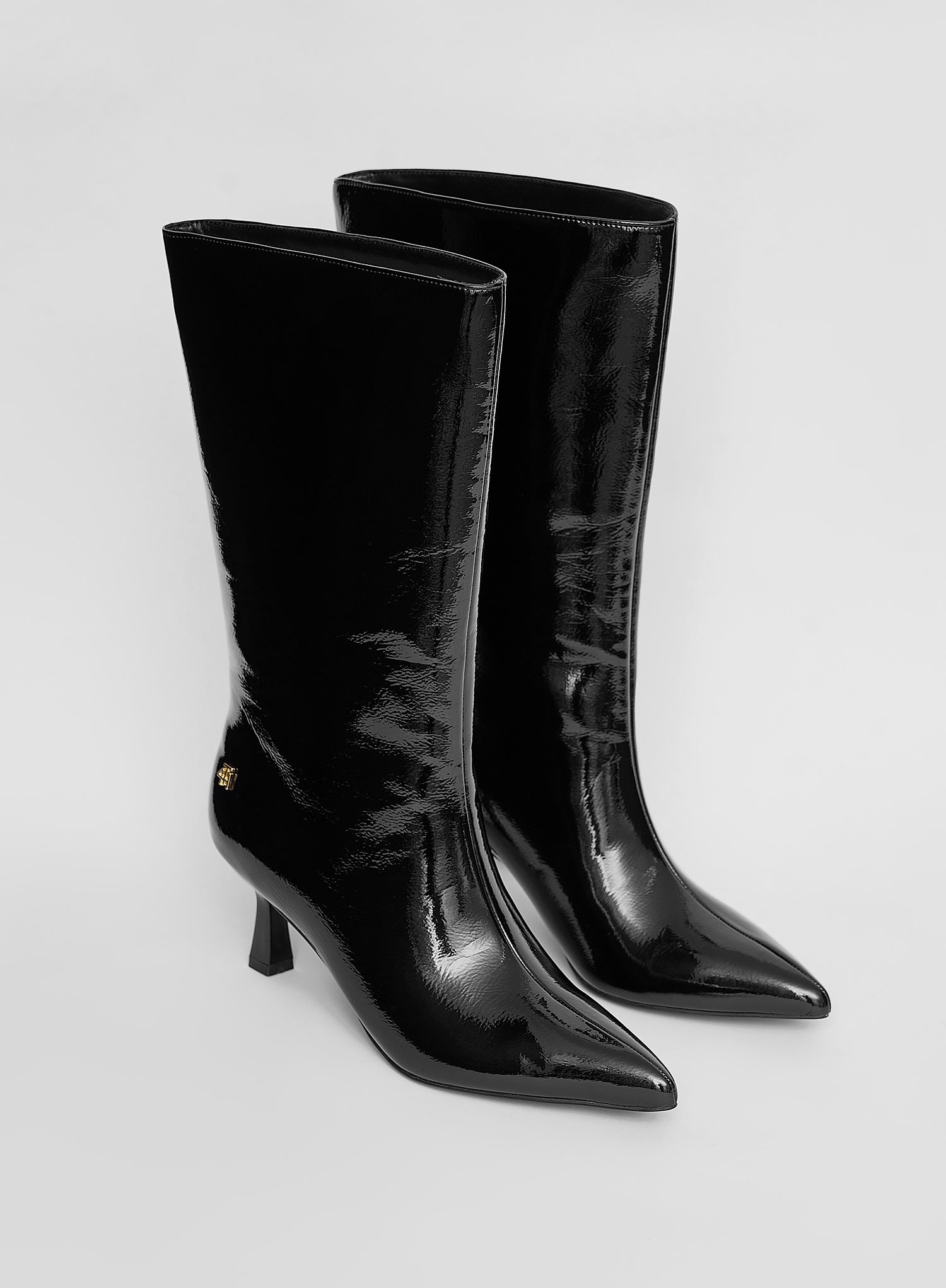 Black Patent Low Heel Boot